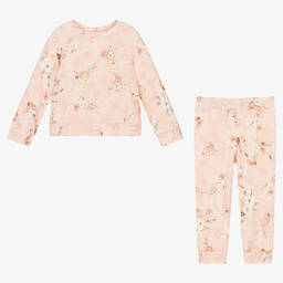 Jamiks-Girls Pink Viscose Floral Trouser Set | Childrensalon Outlet