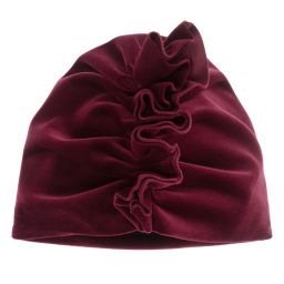 Jamiks-قبعة توربان قطن قطيفة لون أحمر للبنات | Childrensalon Outlet