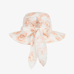 Jamiks-Girls Rose Patterned Linen Summer Hat | Childrensalon Outlet