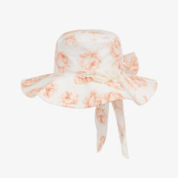 Jamiks-Girls Rose Patterned Linen Summer Hat | Childrensalon Outlet
