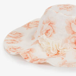 Jamiks-Girls Rose Patterned Linen Summer Hat | Childrensalon Outlet