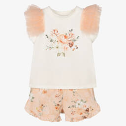 Jamiks-Girls Tulle-Trimmed Floral Short Ensemble | Childrensalon Outlet