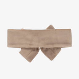 Jamiks-Girls Velour Beige Bow Hairband | Childrensalon Outlet
