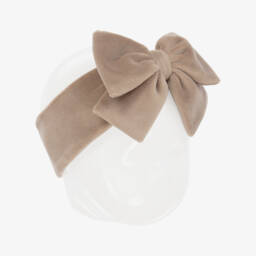 Jamiks-Girls Velour Beige Bow Hairband | Childrensalon Outlet
