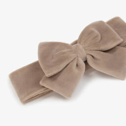 Jamiks-Girls Velour Beige Bow Hairband | Childrensalon Outlet