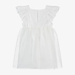 Jamiks-Girls White Organic Cotton & Tulle Dress | Childrensalon Outlet