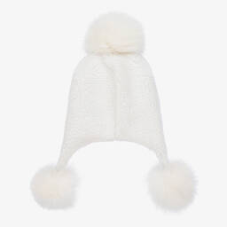Jamiks-Girls White Sherpa Pom-Pom Hat | Childrensalon Outlet