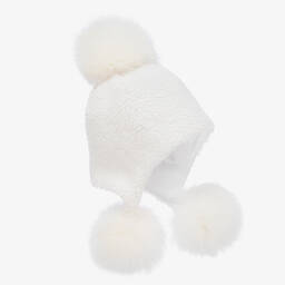 Jamiks-Girls White Sherpa Pom-Pom Hat | Childrensalon Outlet