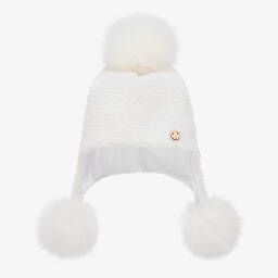 Jamiks-Girls White Sherpa Pom-Pom Hat | Childrensalon Outlet