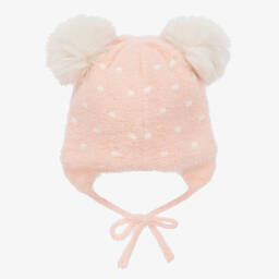 Jamiks-Pink Polka Dot Faux Fur Pom-Pom Hat | Childrensalon Outlet