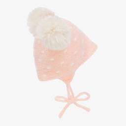Jamiks-Pink Polka Dot Faux Fur Pom-Pom Hat | Childrensalon Outlet