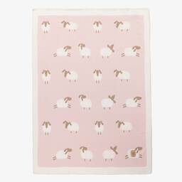 Jamiks-Pink & White Cotton Sheep Blanket (90cm) | Childrensalon Outlet