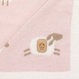 Jamiks-Pink & White Cotton Sheep Blanket (90cm) | Childrensalon Outlet