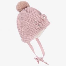 Jamiks-Розовая шерстяная шапочка с помпоном | Childrensalon Outlet