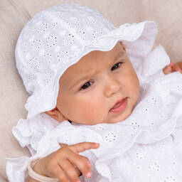 Jamiks-Белая хлопковая шапочка с английской гладью | Childrensalon Outlet