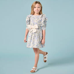 Jessie and James London-Сине-белое платье в цветочек | Childrensalon Outlet
