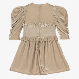 Jessie and James London-Girls Beige Silk Velvet Dress | Childrensalon Outlet