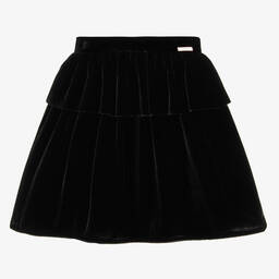 Jessie and James London-Girls Black Silk Velvet Skirt | Childrensalon Outlet
