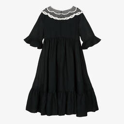 جيسي آند جيمس لندن-Girls Black Woven Linen Dress | Childrensalon Outlet