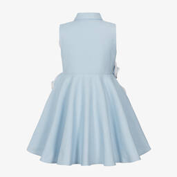 Jessie and James London-Girls Blue 3D Flower Cotton Dress | Childrensalon Outlet
