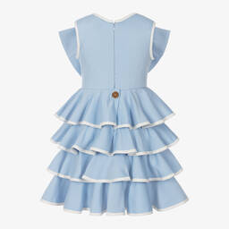 Jessie and James London-Голубое хлопковое платье с бантом для девочек | Childrensalon Outlet
