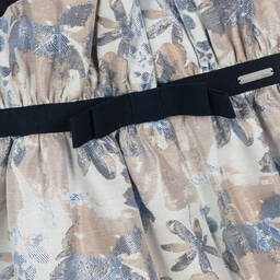 جيسي آند جيمس لندن-فستان قطن تويل وجاكارد لون كحلي بطبعة ورود | Childrensalon Outlet