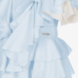 Jessie and James London-فستان قطن مزين بكشكش لون أزرق | Childrensalon Outlet