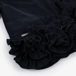 Jessie and James London-Girls Blue Cotton Ruffle Hem Dress | Childrensalon Outlet