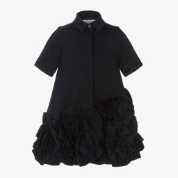 Jessie and James London-Girls Blue Cotton Ruffle Hem Dress | Childrensalon Outlet