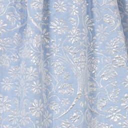 جيسي آند جيمس لندن-فستان قطن تويل وجاكارد لون أزرق بطبعة ورود | Childrensalon Outlet