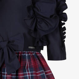 Jessie and James London-Girls Blue & Red Cotton Tartan Dress  | Childrensalon Outlet