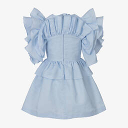 Jessie and James London-Голубое платье с бантом и оборками для девочек | Childrensalon Outlet