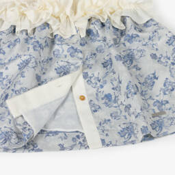 Jessie and James London-Girls Blue Satin & Ivory Twill Dress | Childrensalon Outlet