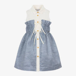 Jessie and James London-Girls Blue Striped Tie-Waist Dress | Childrensalon Outlet