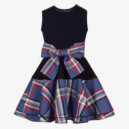 جيسي آند جيمس لندن-فستان قطن جيرسي لون كحلي | Childrensalon Outlet