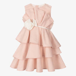 Jessie and James London-Girls Blush Hemp Dress with Ruffles | Childrensalon Outlet