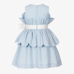 Jessie and James London-Girls Elegant Blue Jacquard Dress | Childrensalon Outlet