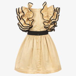 Jessie and James London-Золотисто-черное платье с оборками | Childrensalon Outlet