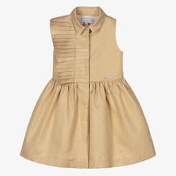Jessie and James London-Girls Gold Jacquard Dress | Childrensalon Outlet