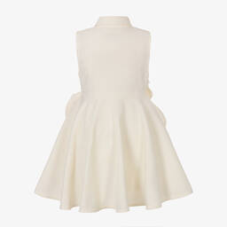 Jessie and James London-Girls Ivory 3D Flower Cotton Dress | Childrensalon Outlet