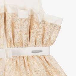 جيسي آند جيمس لندن-فستان براق قطن لون عاجي وذهبي | Childrensalon Outlet