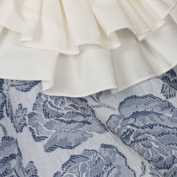 Jessie and James London-Girls Ivory & Blue Floral Cotton Dress | Childrensalon Outlet