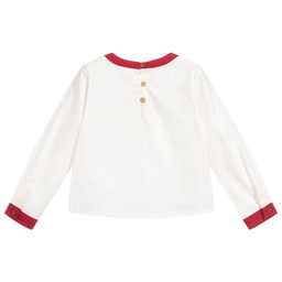 Jessie and James London-بلوز قطن لون عاجي وأحمر | Childrensalon Outlet
