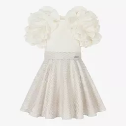 Jessie and James London-Girls Ivory Cotton Dot Jacquard Dress | Childrensalon Outlet
