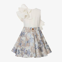 جيسي آند جيمس لندن-فستان قطن تويل وجاكارد لون عاجي بطبعة ورود | Childrensalon Outlet