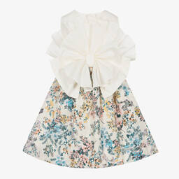 Jessie and James London-Girls Ivory Cotton Floral Jacquard Dress | Childrensalon Outlet