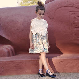 Jessie and James London-Girls Ivory Cotton Floral Jacquard Dress | Childrensalon Outlet