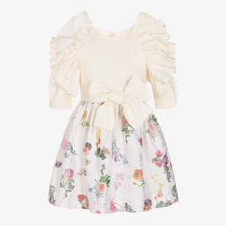 Jessie and James London-Girls Ivory Floral Brocade Dress | Childrensalon Outlet