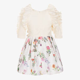 Jessie and James London-Girls Ivory Floral Brocade Dress | Childrensalon Outlet