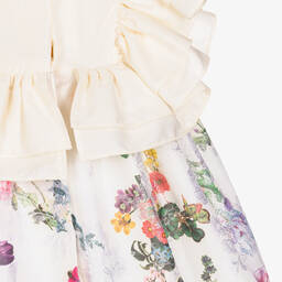 Jessie and James London-Girls Ivory Floral Brocade Dress | Childrensalon Outlet